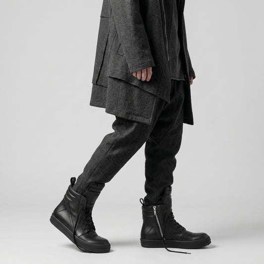 Avant-Garde Leather High-Top Sneakers
