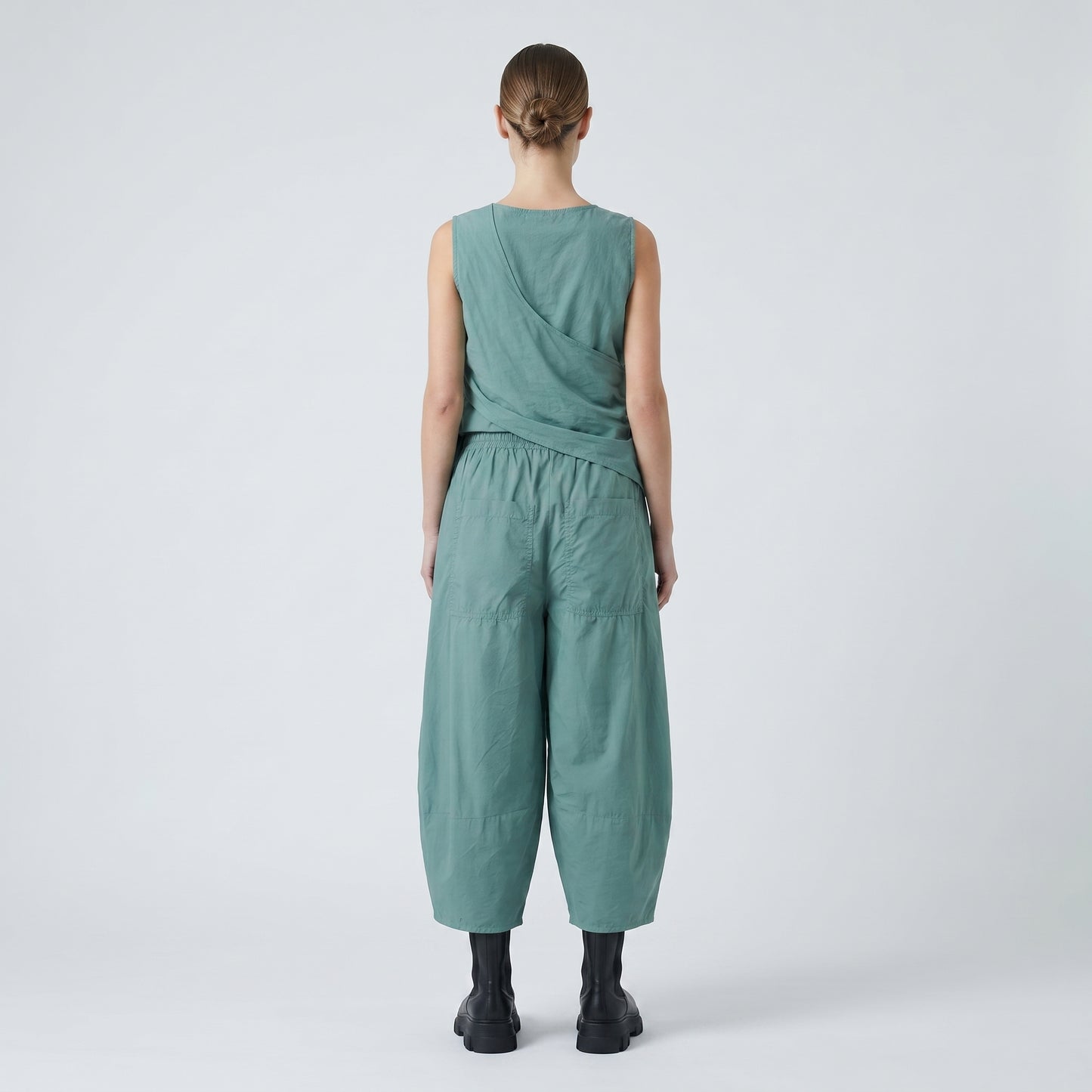 Sage Green Ruched Pocket Trousers