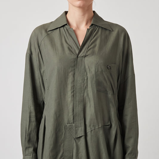Asymmetric Olive Long Shirt