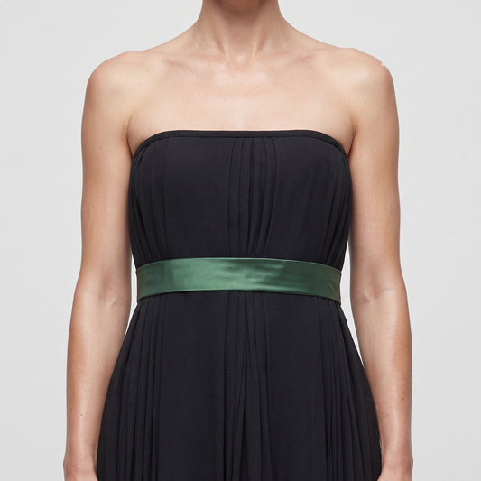 Pleated Strapless Midi Dress
