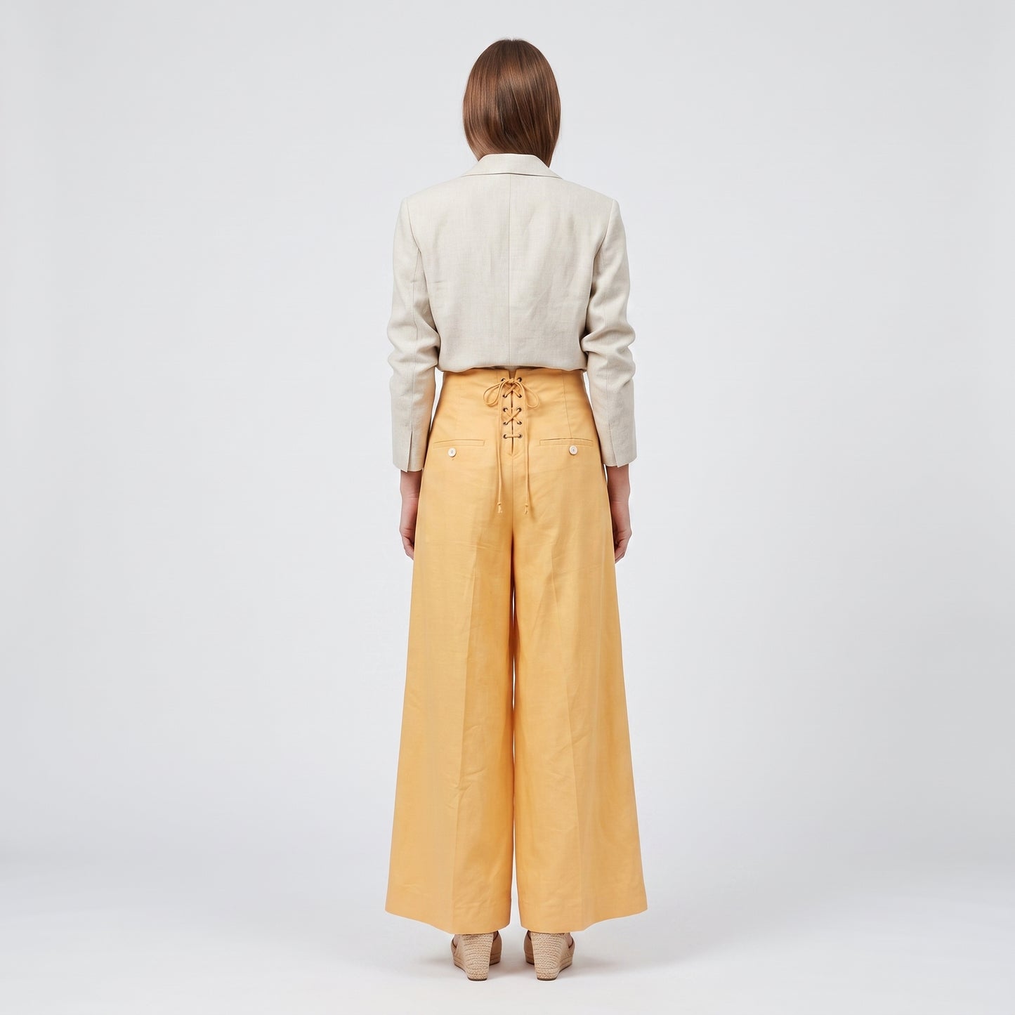 High-Waisted Pleated Wide-Leg Trousers