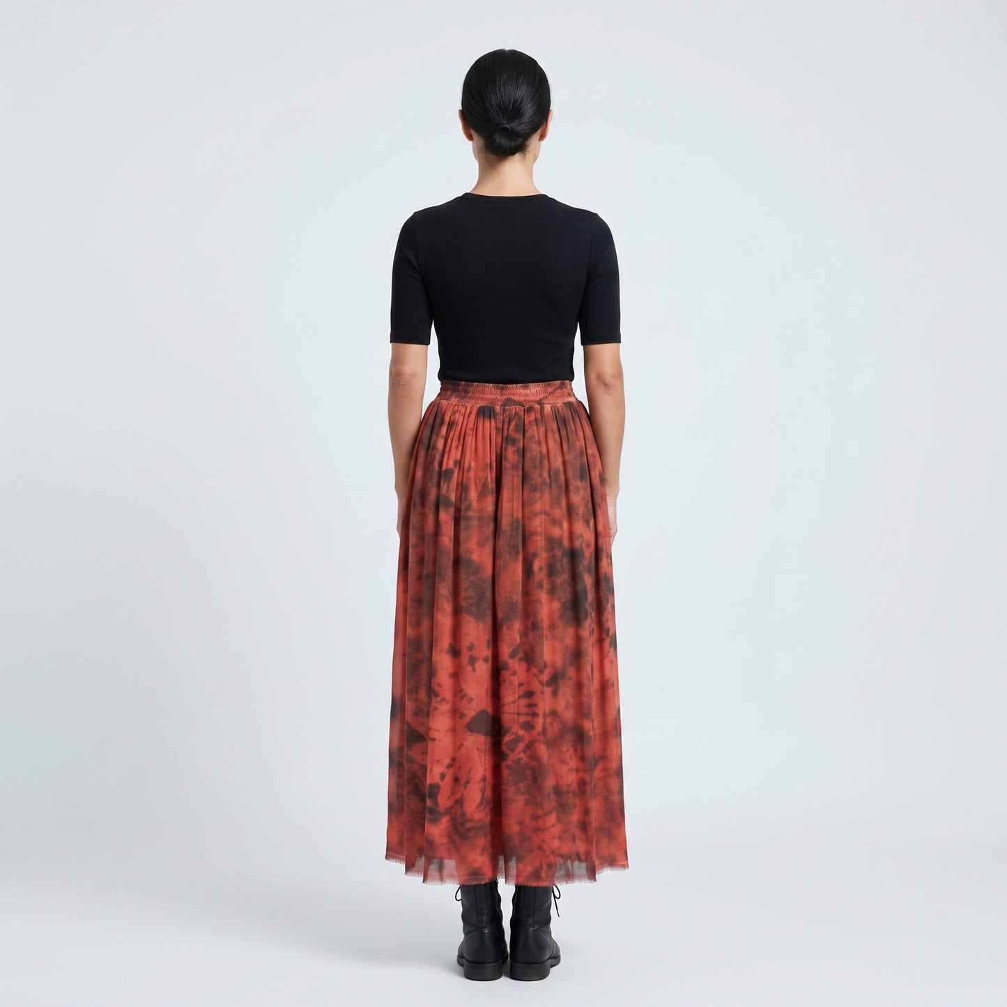 Tie-Dye Pleated Midi Skirt