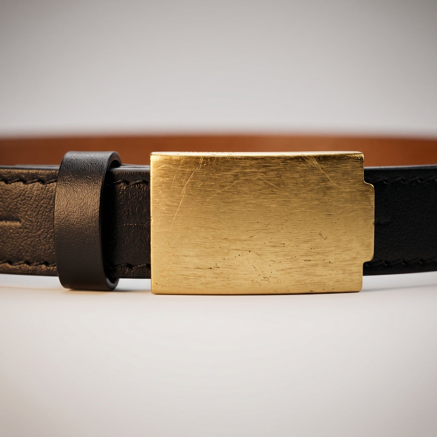 Classic Leather Plate Buckle Belt