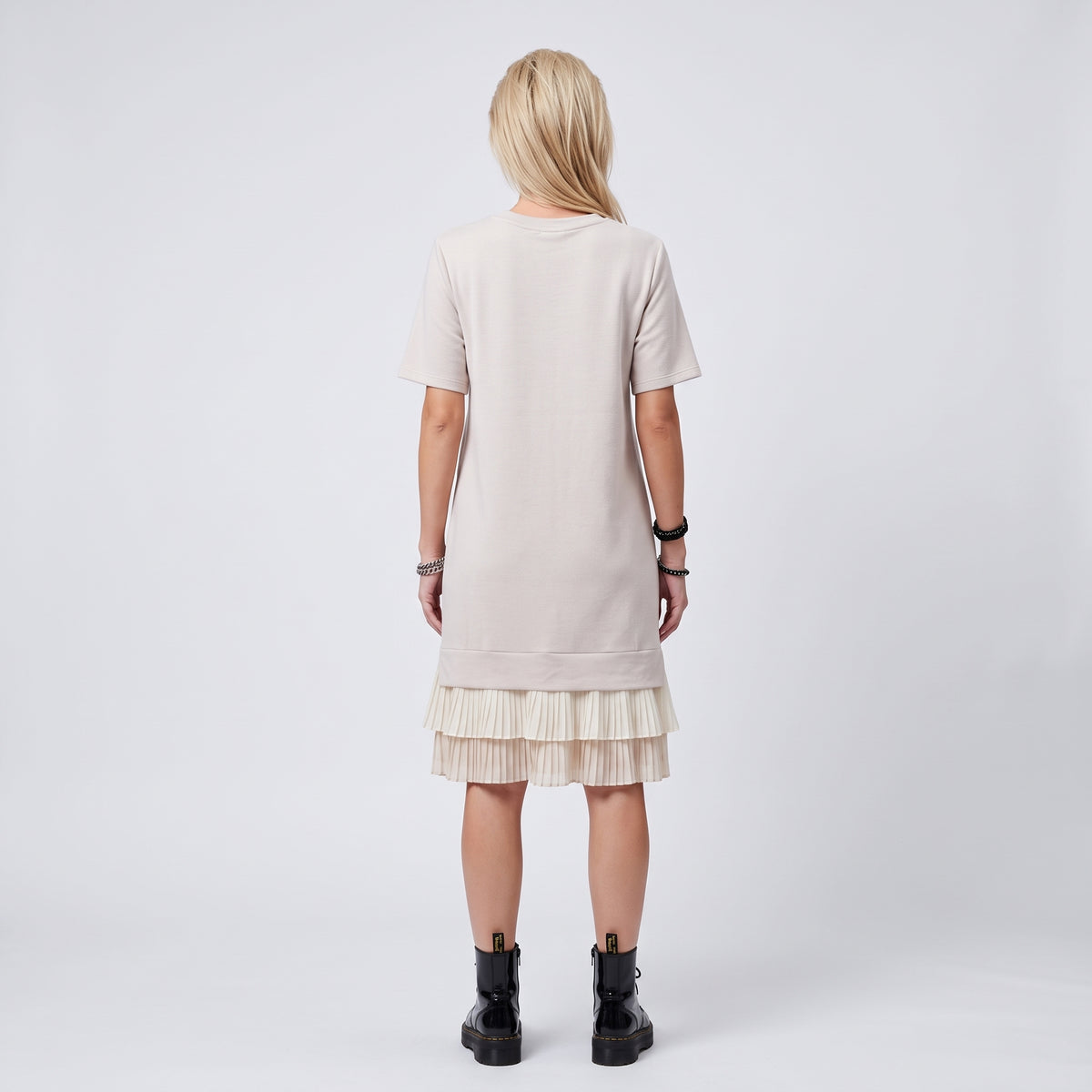 Pleated Hem Cotton Tee Dress
