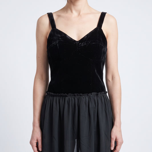 Black Velvet Corset Midi Dress