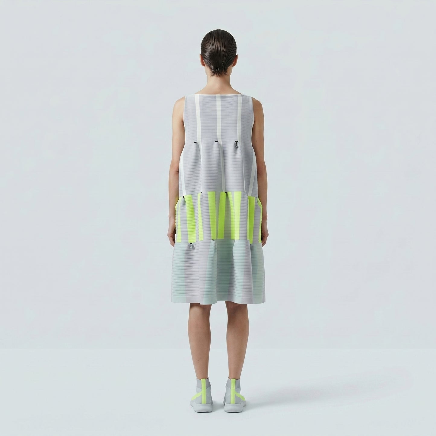Architectural Ribbed Colorblock Shift Dress