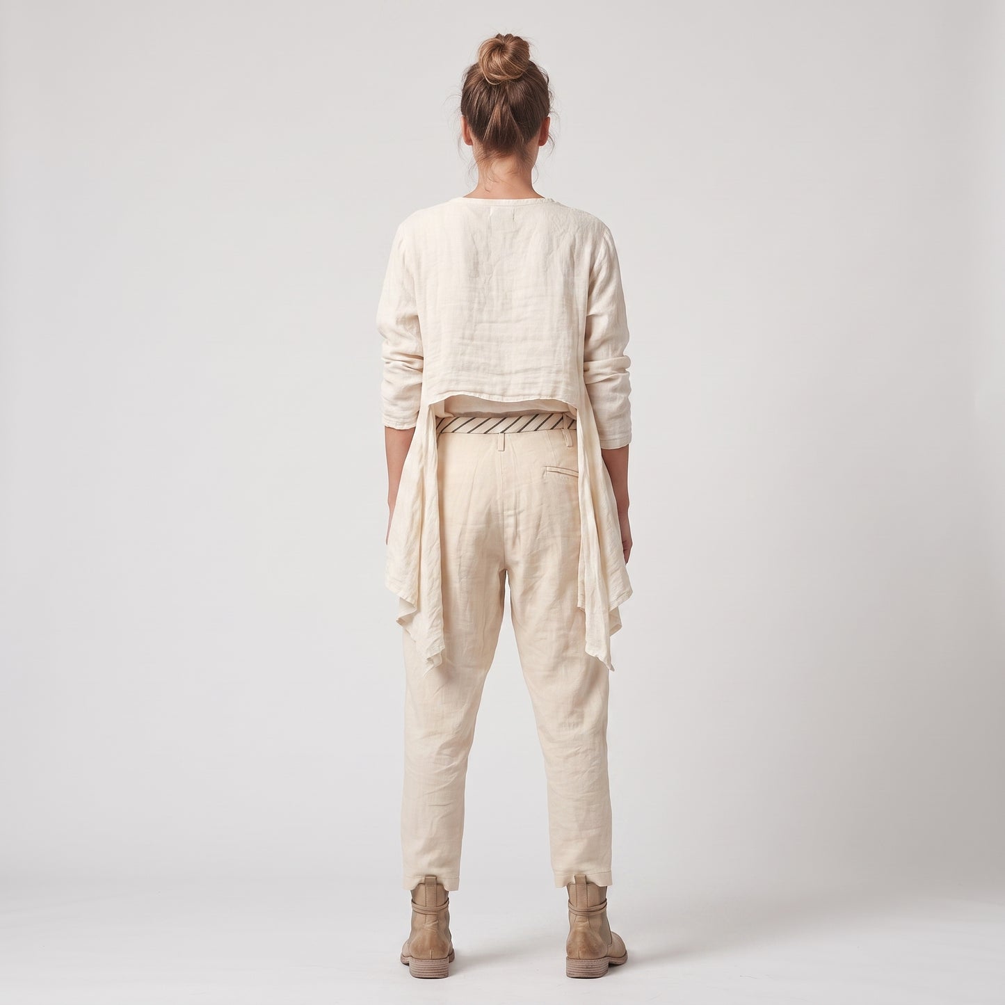 Striped Waist Linen Trousers