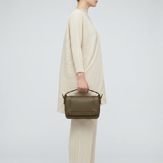 Structured Grained Leather Satchel