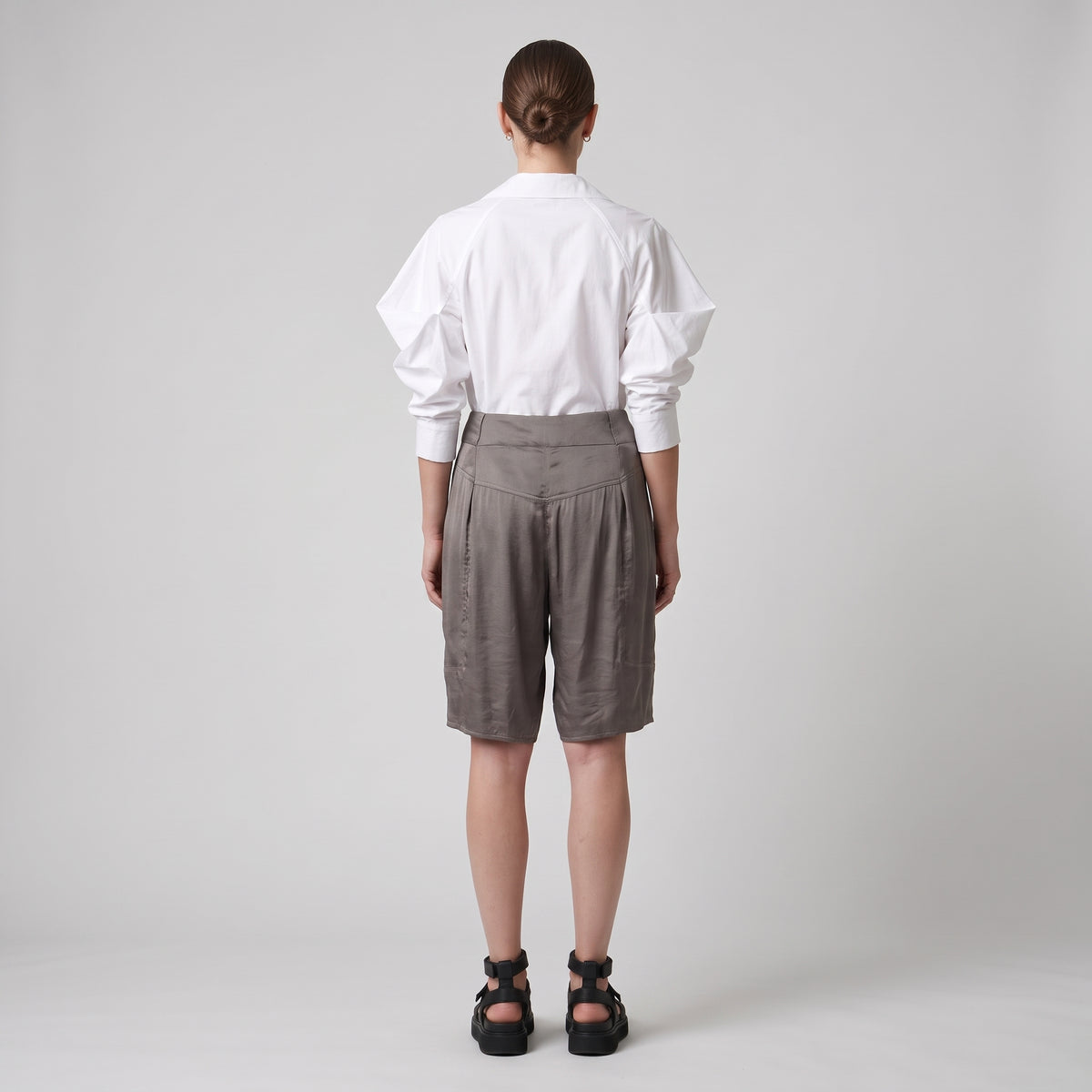 Tailored High-Waist Wrap Shorts