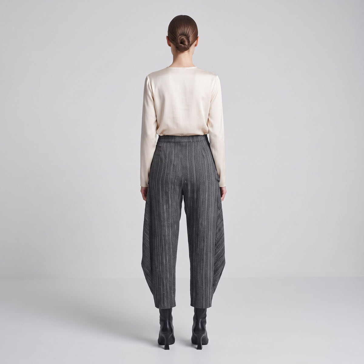 Structured Textured Wide-Leg Trousers