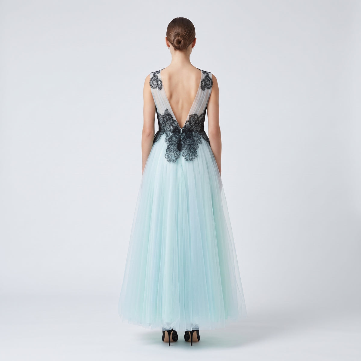 Ethereal Lace Embellished Tulle Gown