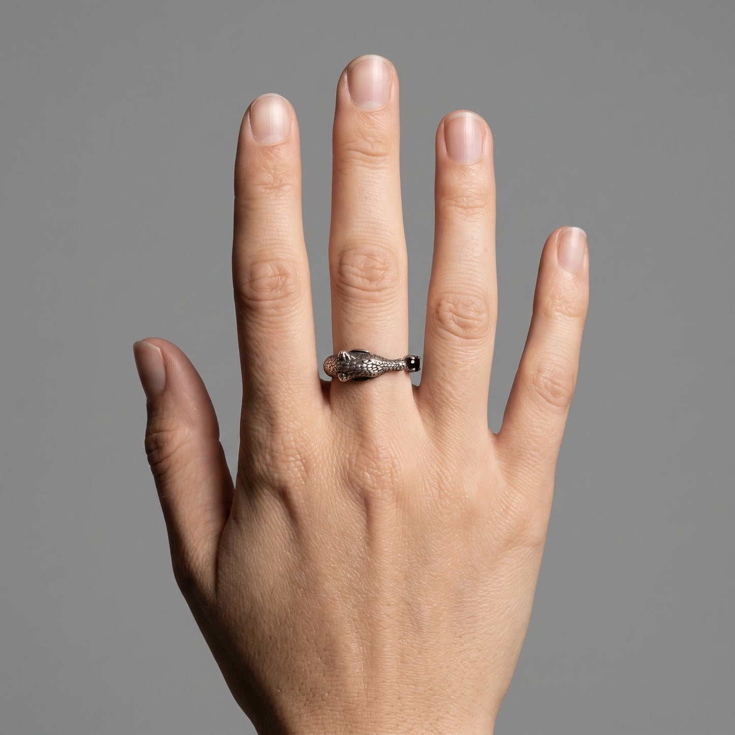 Oxidized Silver Crocodile Statement Ring
