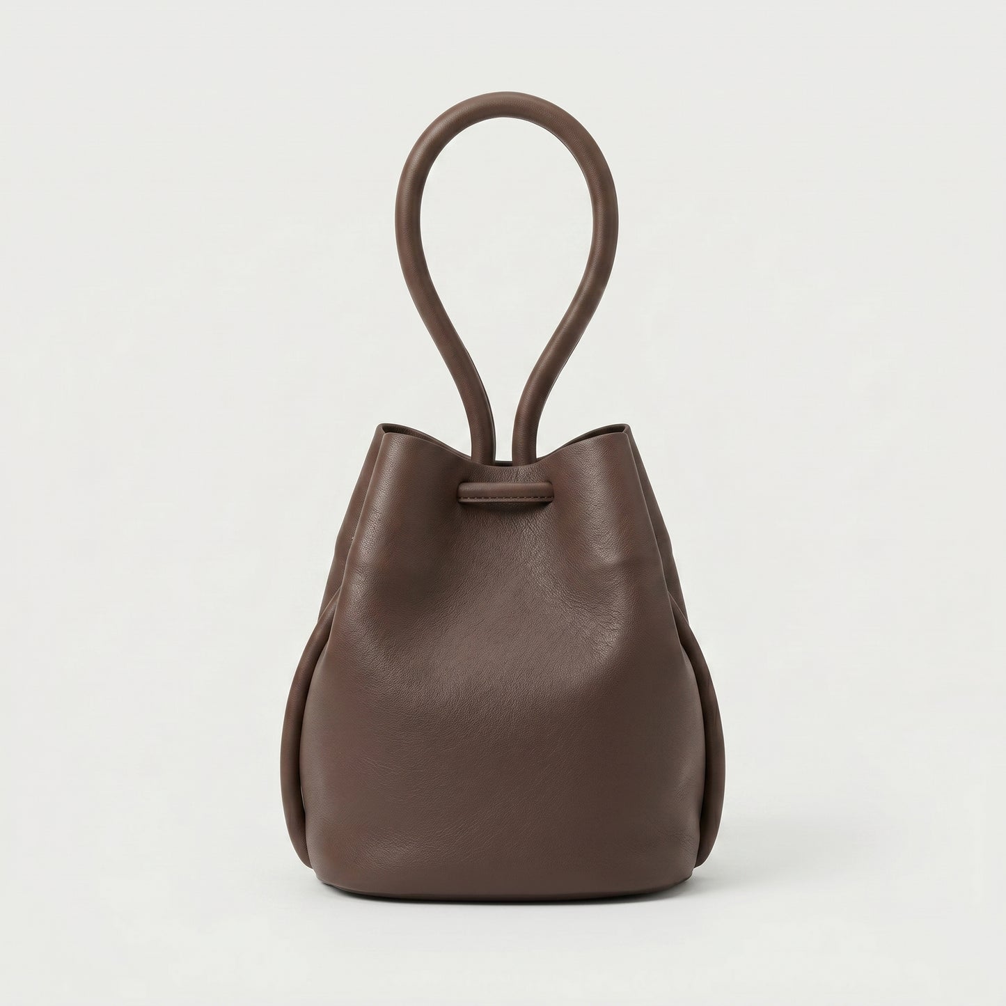 Leather Drawstring Bucket Bag