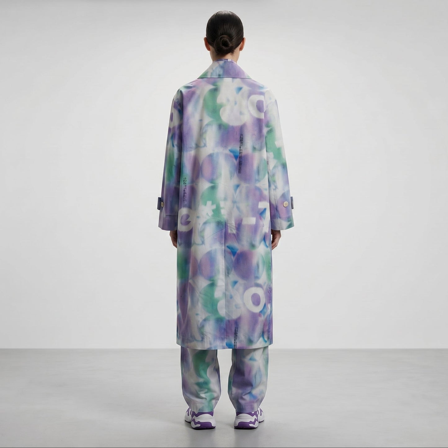 Abstract Print Double-Breasted Coat