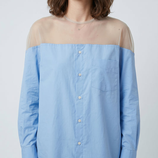 Sheer Yoke Cotton Shirt