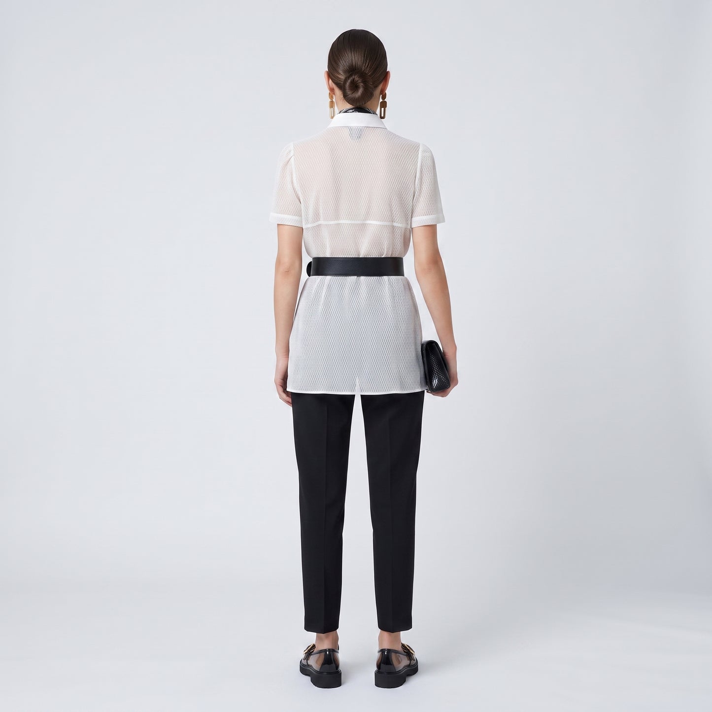 Structured Bustier Overlay Mesh Shirt