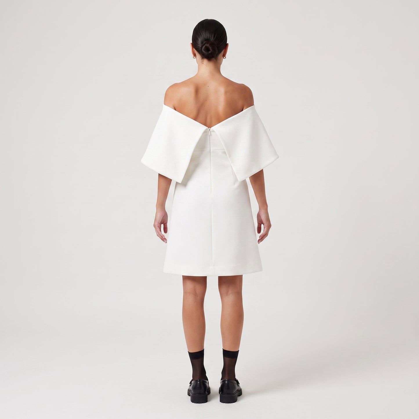 Off-Shoulder Architectural White Top