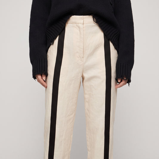 Striped Linen Tailored Trousers