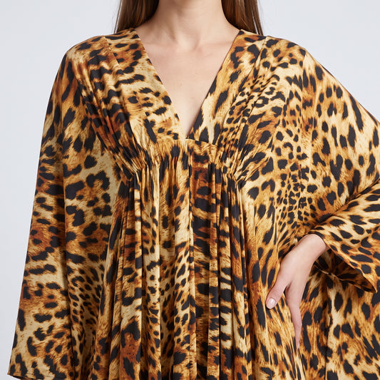 Leopard Print V-Neck Dress