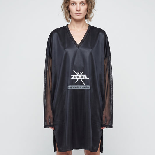 Graphic Mesh V-Neck Tunic