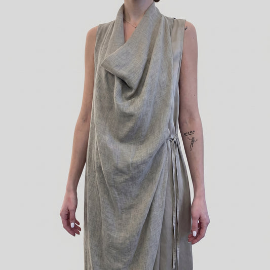 Draped Side-Tie Sleeveless Dress