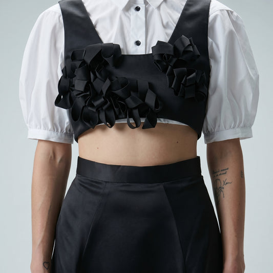 Architectural Ribbon Embellished Crop Top