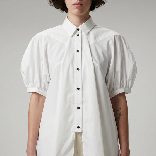 Sculptural Puff Sleeve Cotton Shirt