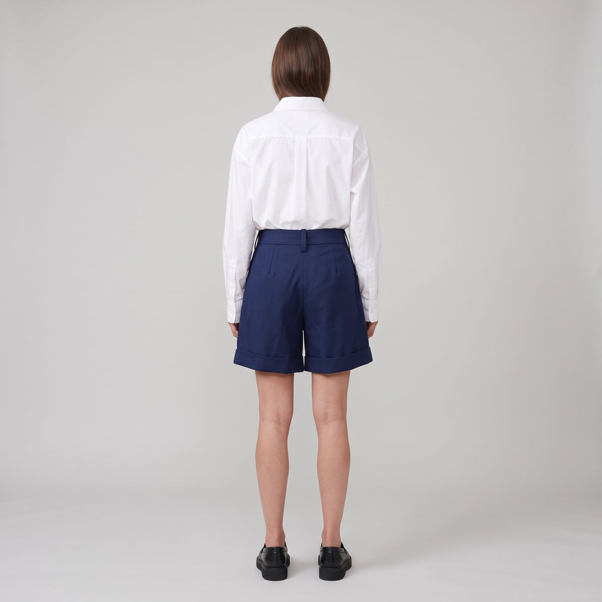 Tailored Navy Cuffed Shorts