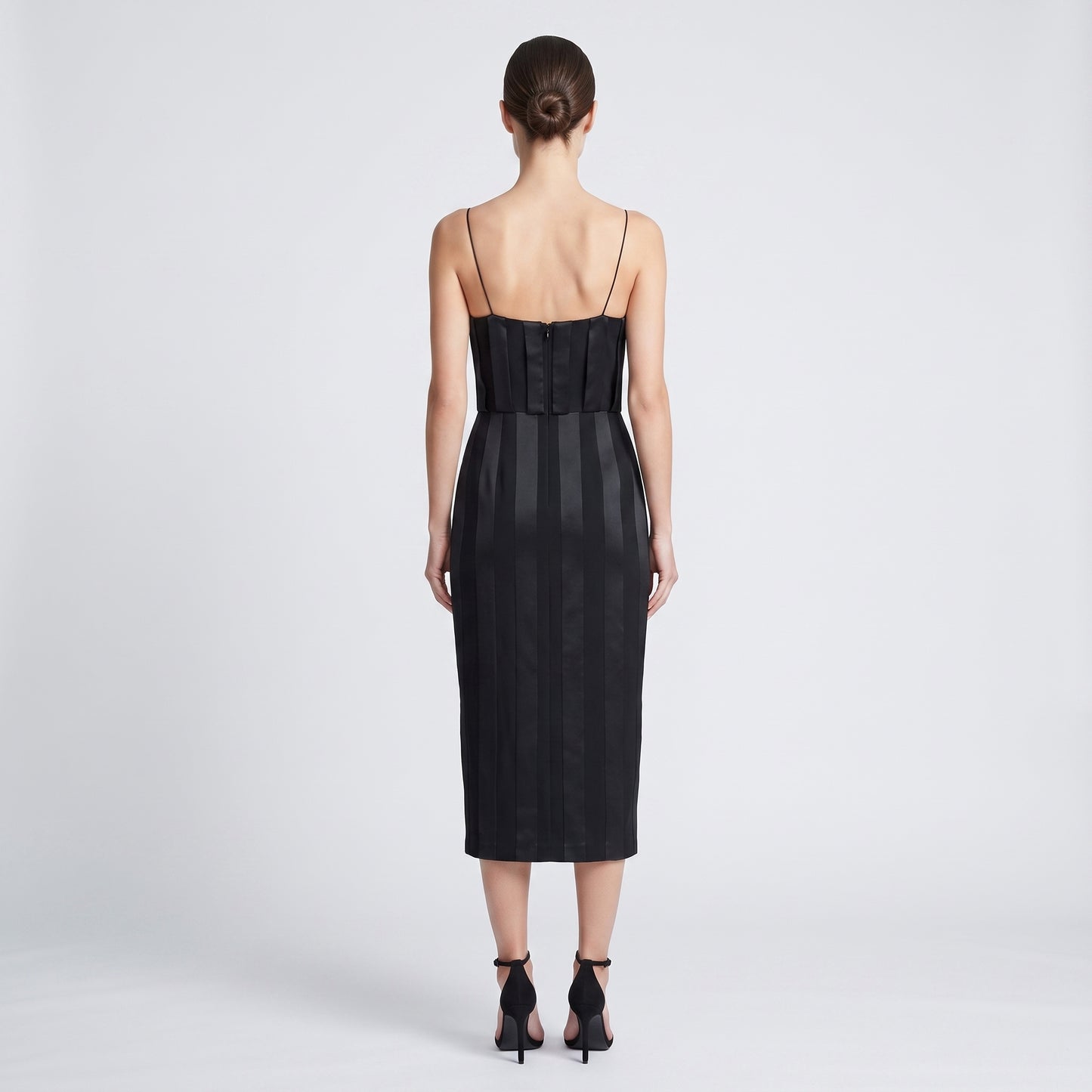Sleek Ribbon Paneled Midi Dress