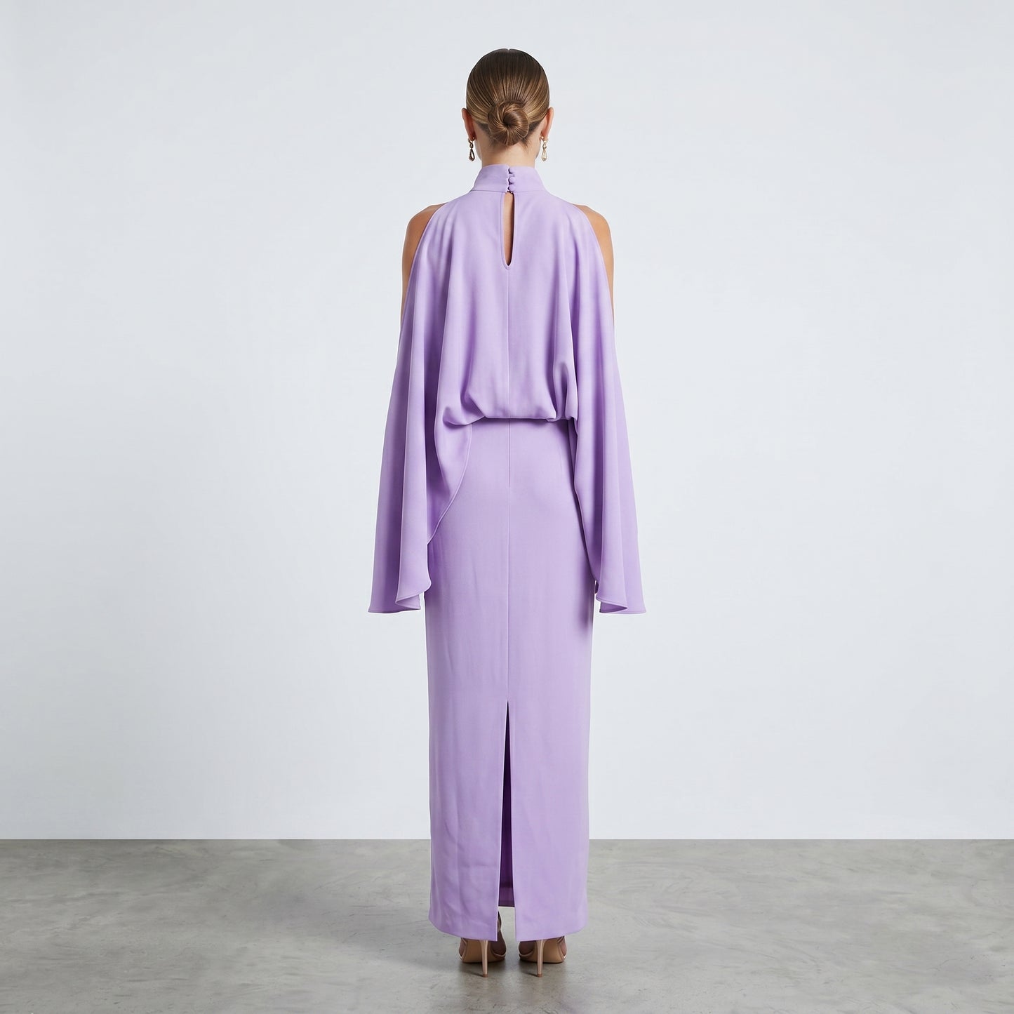 Lavender High Neck Cape Dress