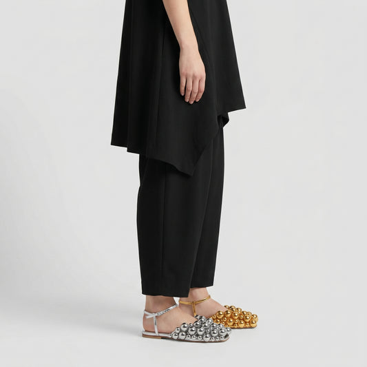 Metallic Beaded Flat Sandals
