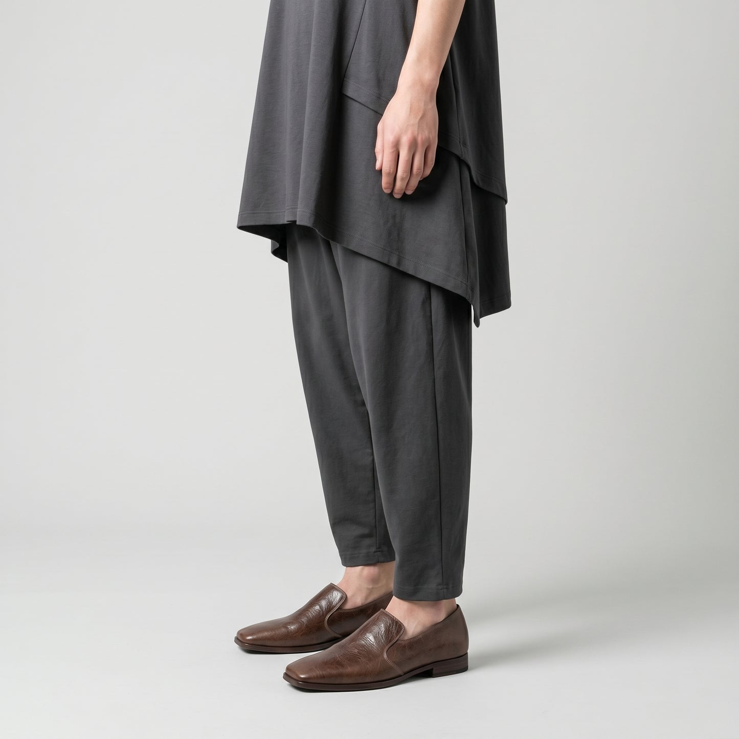 Distressed Leather Square Toe Loafers