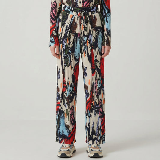 Abstract Printed Pleated Trousers