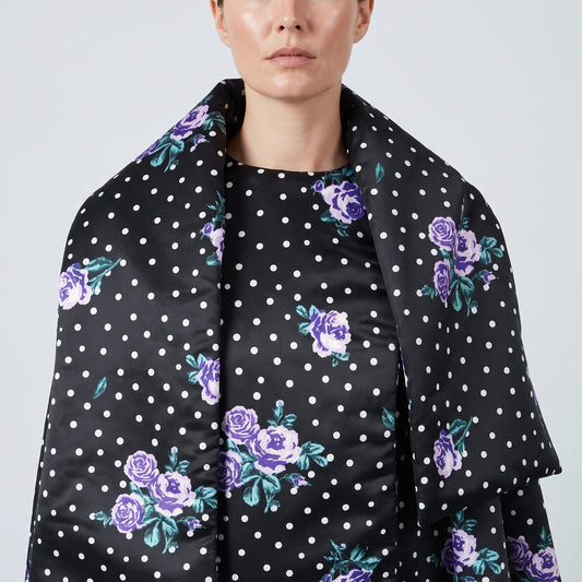 Floral Polka Dot Silk Coat