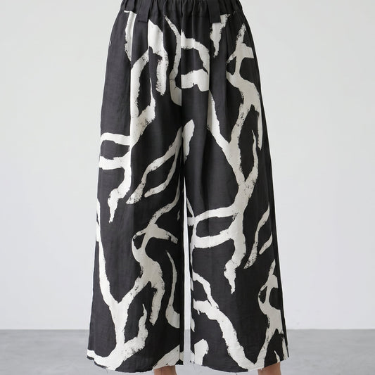 Abstract Print Wide Leg Trousers