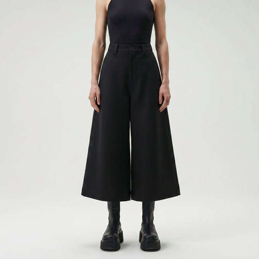 Tailored High-Rise Black Culottes