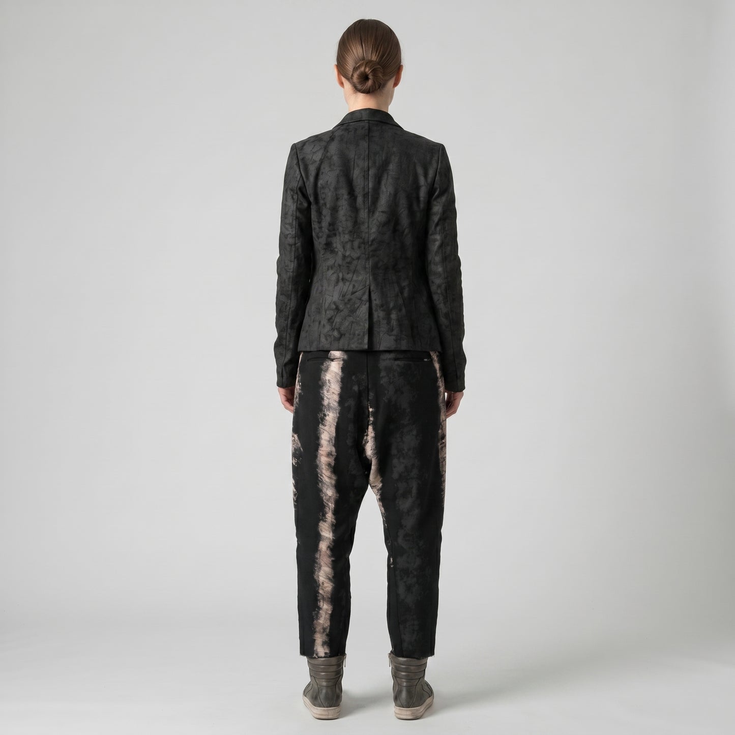 Bleached Effect Tapered Trousers