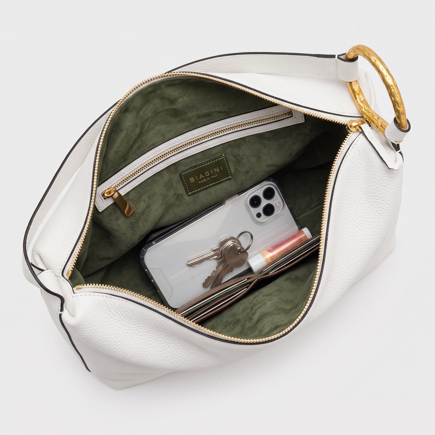Sculptural Detail Leather Shoulder Bag
