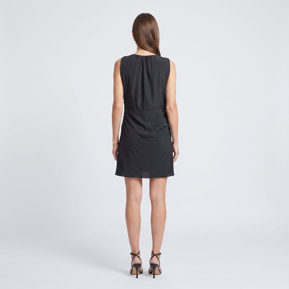 Draped Black Sleeveless Blouse