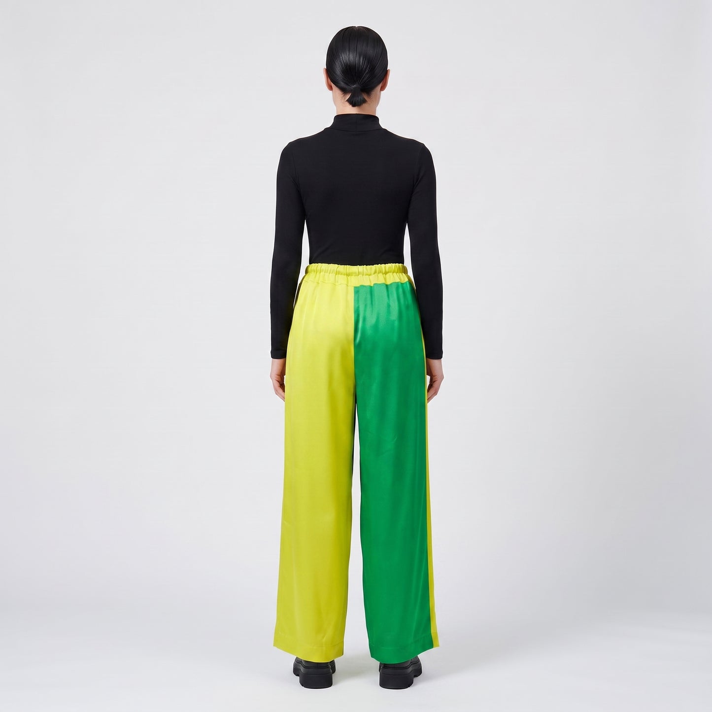 Colorblock Satin Drawstring Trousers