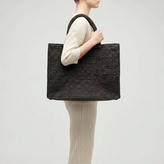 Black Woven Tote Bag
