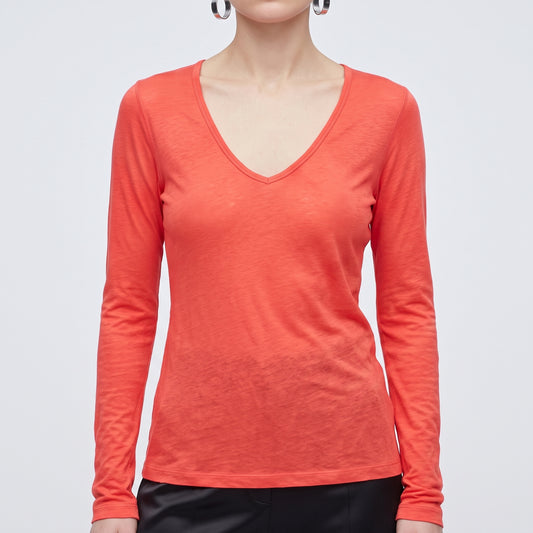 Essential V-Neck Long-Sleeve Top