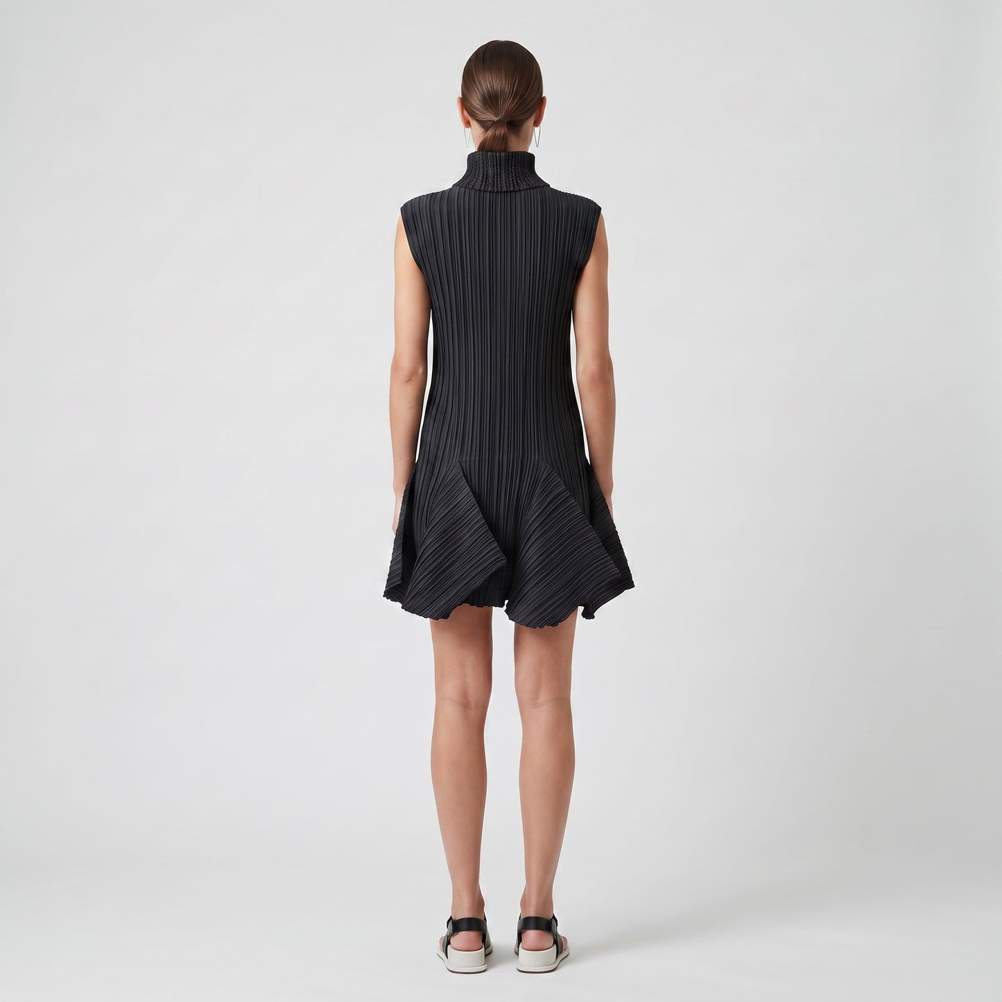 Pleated High Neck Peplum Top