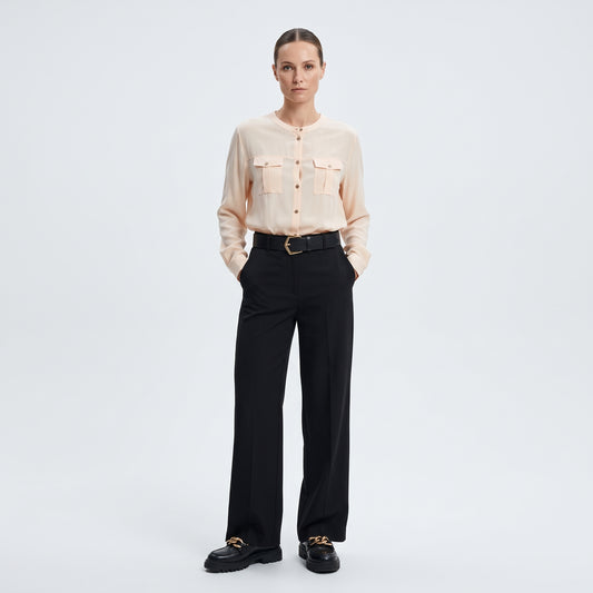 Silk Button-Down Utility Shirt
