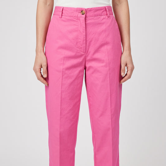 Vibrant Pink Tailored Cotton Trousers