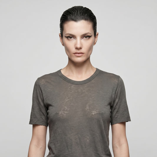 Minimalist Semi-Sheer Crewneck Tee