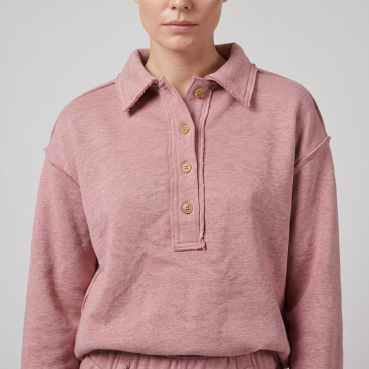 Raw Edge Long Sleeve Polo