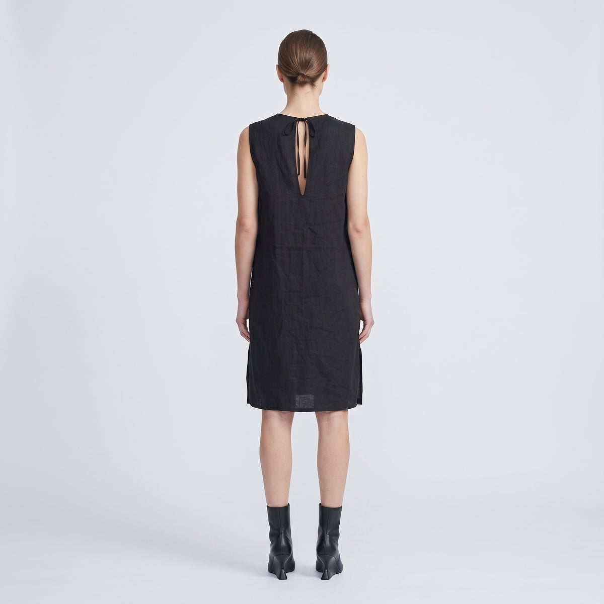 Sleeveless Navy Cotton Shift Dress