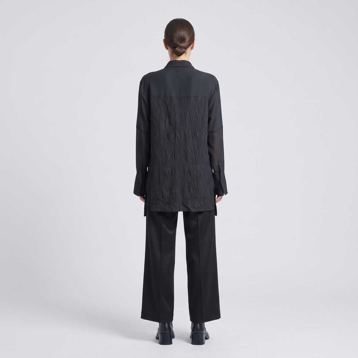 Textured Panel Long Sleeve Shirt