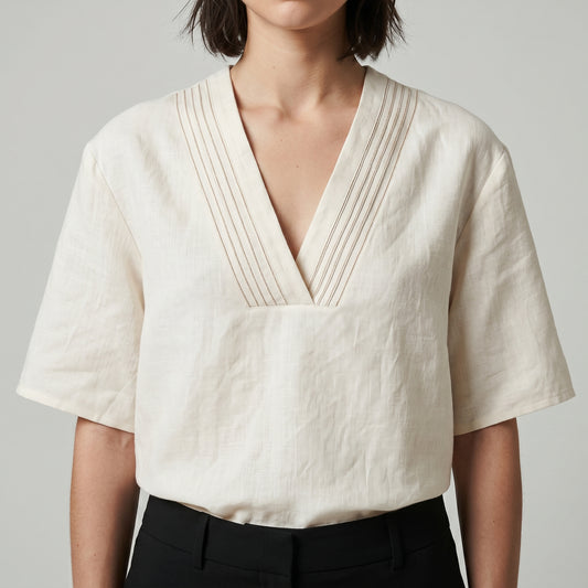 Minimalist Linen V-Neck Top